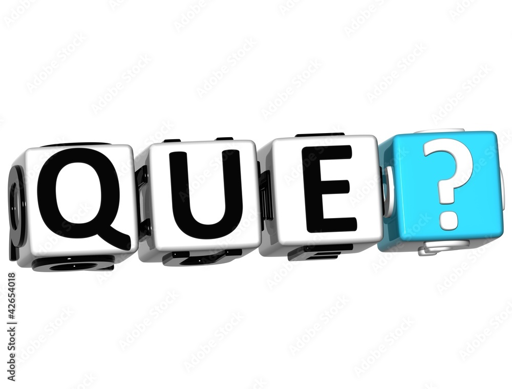 Poster 3d spanish question button click here block text