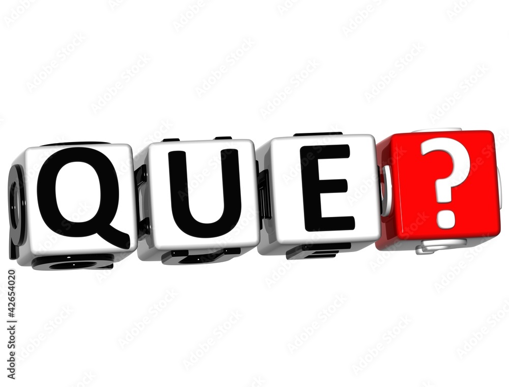 Poster 3d spanish question button click here block text