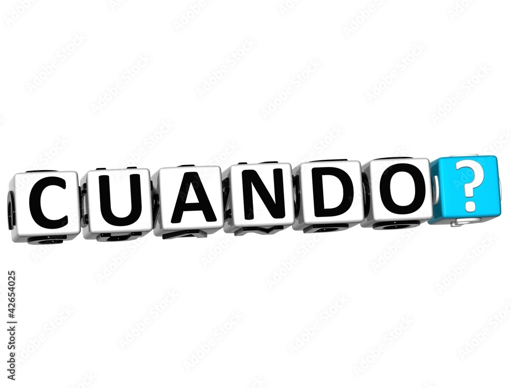 Poster 3d spanish question button click here block text