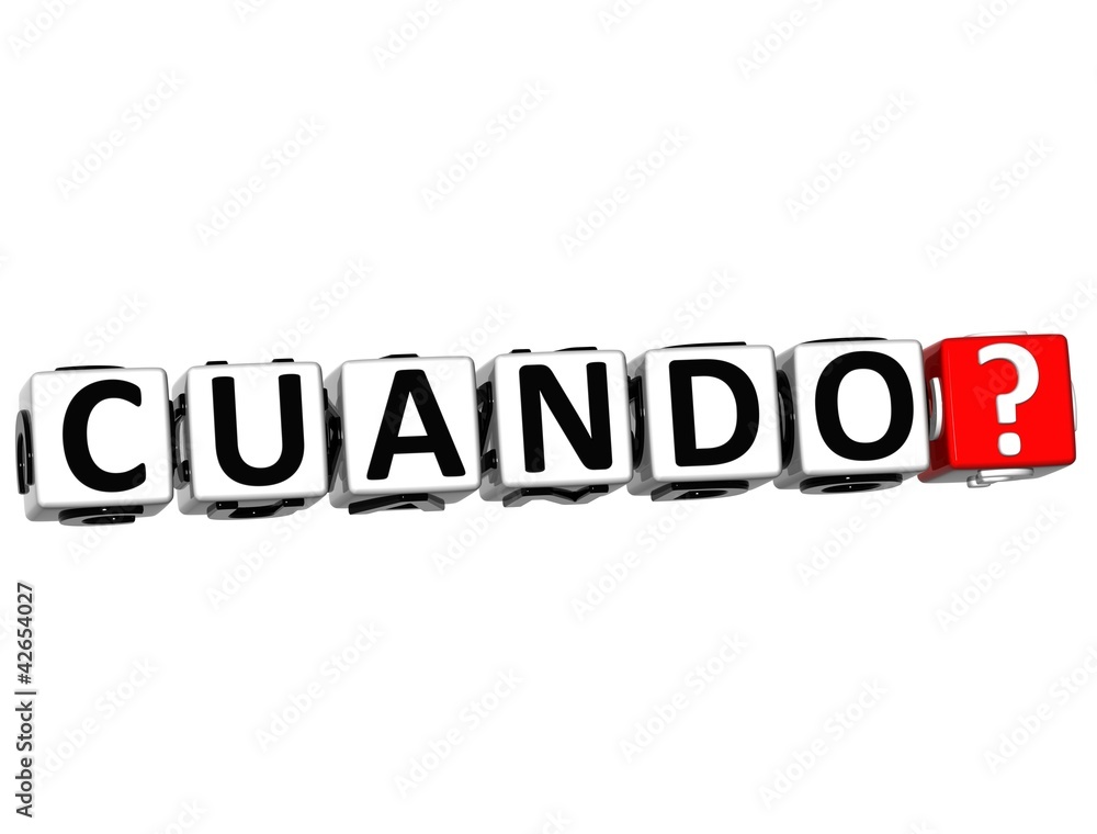 Poster 3d spanish question button click here block text