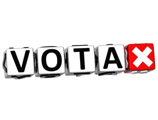 3D Vote Button in Spanish Language Click Here Block Text