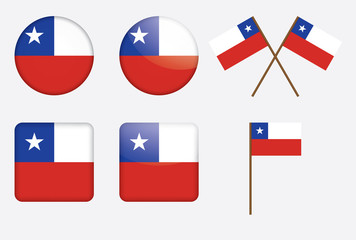 set of badges with flag of Chile vector illustration