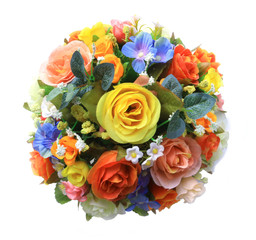Artificial Flower Arrangement on white background