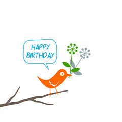 bird & flower - happy birthday 2