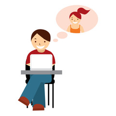 vector illustration of people at the computer