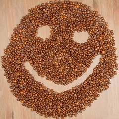 Coffee grains arranged in smiley