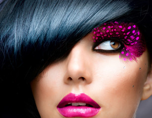 Fashion Brunette Model Portrait. Hairstyle