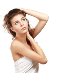 Fototapeta premium Portrait of a beautiful girl with long hairs