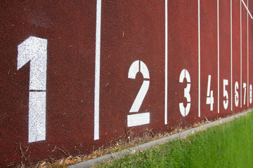 red race track with numbers