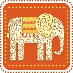 ornament Elephant on a square background