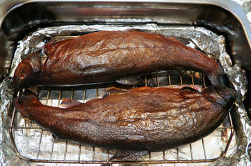Smoked fish in smoker