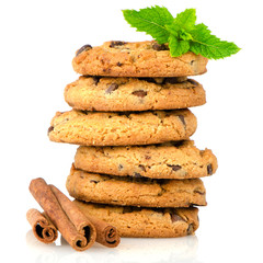 Tasty oat biscuits with cinnamon sticks