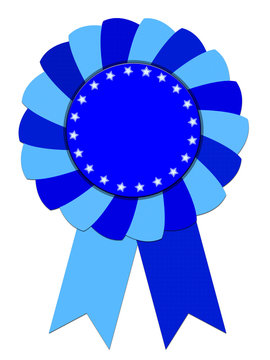 Blue Ribbon Award isolated on white background