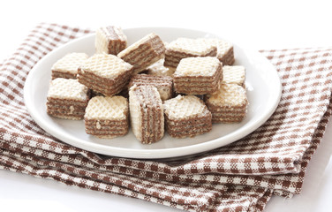 Chocolate wafer cookies with black coffee