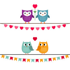 Owl couples with bunting set