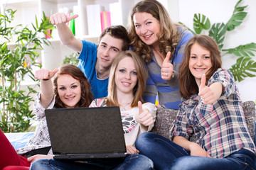 Fototapeta na wymiar Study group with laptop