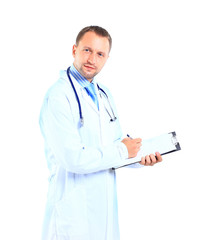 portrait of doctor in white coat and stethoscope