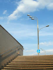 underground passage steps, light and sky