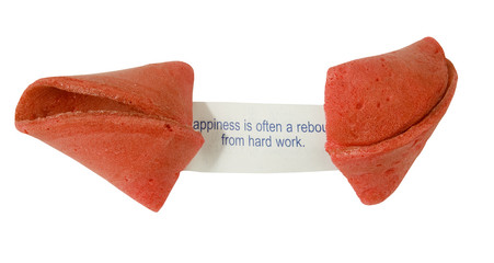 broken fortune cookie with message, isolated
