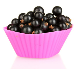 Fresh black currant in silicone mold isolated on white