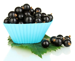 Fresh black currant in silicone mold isolated on white