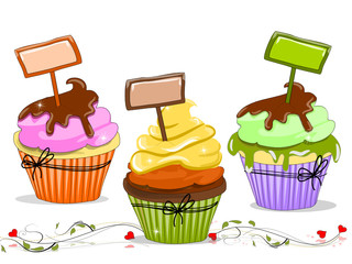Muffin, Cupcakes mit Schild