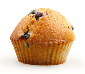 fresh homemade  muffin with blackcurrants isolated on white