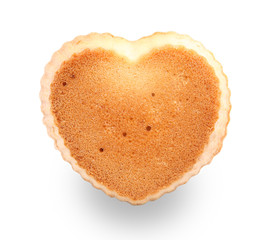 heart shaped muffin isolated on white