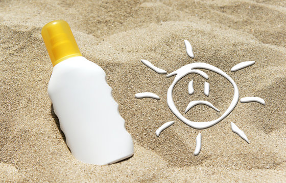 Strand Sonnencreme Sonne traurig