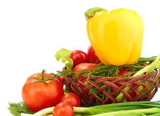 fresh salad with tomato and paprika isolated