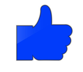 blue thumb up isolated on white.