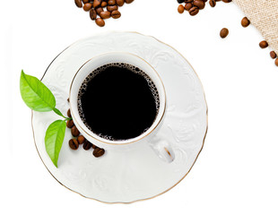 Hot coffee, coffee grains