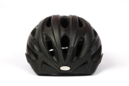 Fahrradhelm von vorne auf wei&szlig; isoliert