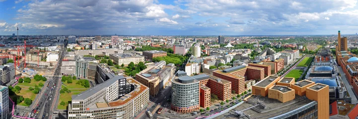 Schilderijen op glas Panoramafoto Berlijn, uitzicht vanaf de wolkenkrabber © Henry Czauderna
