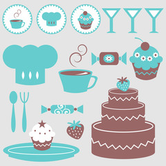 A set of cute elements food and drink