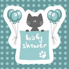 Cute baby shower invitation with kitty