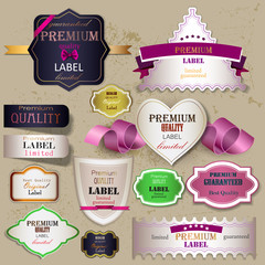 Set of Superior Quality and Satisfaction Guarantee Badges, Label