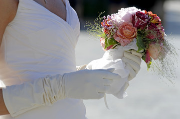 Bride holding bouquet