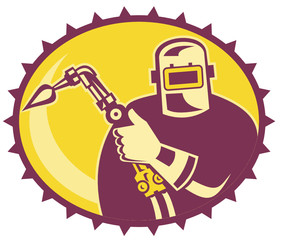 Welder Worker Welding Torch Retro