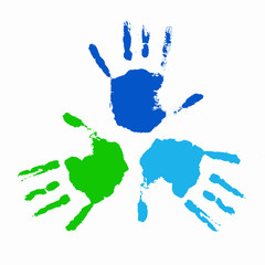 Colourful prints of human hands