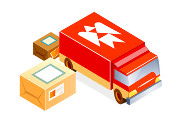 post office car and package