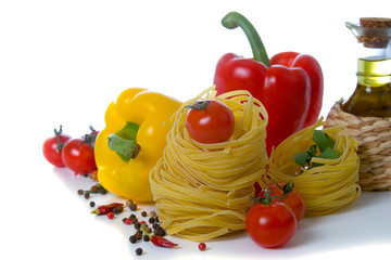 Pasta and fresh vegetables