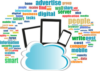 Cloud computing on digital tablet pc and modern smart phone