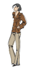 Fototapeta premium SKETCH. fashion girl. Hand-drawn fashion model
