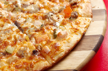 Pizza with beef and pork