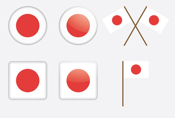 set of badges with flag of Japan vector illustration