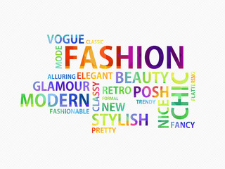Fototapeta premium White no-stripe background with the color words of the fashion
