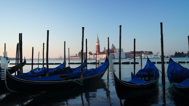 Gondolas on the Grand Canal in venice, italy