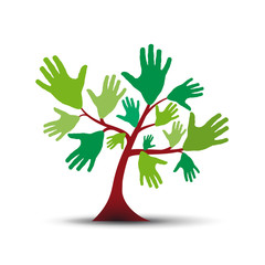 Obraz premium Green tree with hands # Vector