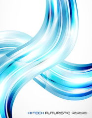 Blue abstract glossy wave background